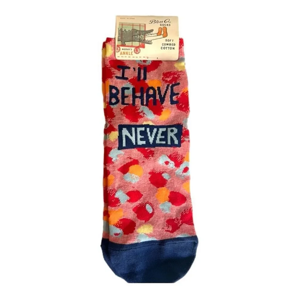 NWT Womens Blue Q Soft Combed Cotton Humor Ankle Socks - Sz 5-10